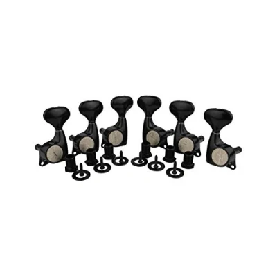 Image of Guyker 6Pcs Guitar Machine Heads (3L + 3R) 1:21 Sealed Tuning Key Pegs Tuners Set Replacement for ST Tele SG Style Electric or Acoustic Guitars Black