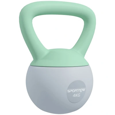 Image of SPORTNOW Soft Kettlebell, 4kg Kettle Bell with Non Slip Handle for Home Gym Weight Lifting and Strength Training, Grey Green