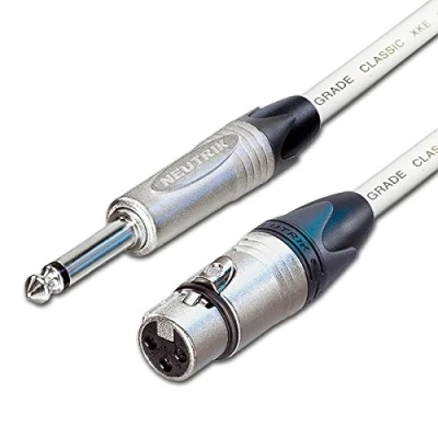 Image of Van Damme Female XLR to Mono Jack lead. Mic DJ Mixer. Neutrik NP2X (5m, White)