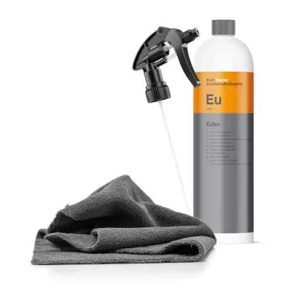 Image of autopflege Koch Chemie Eulex Adhesive Remover Set, 1 Litre Residue + Spray Head Microfibre Cloth, Removes Residues such as Stickers, Labels from Glass, Paint, Metal, etc. L
