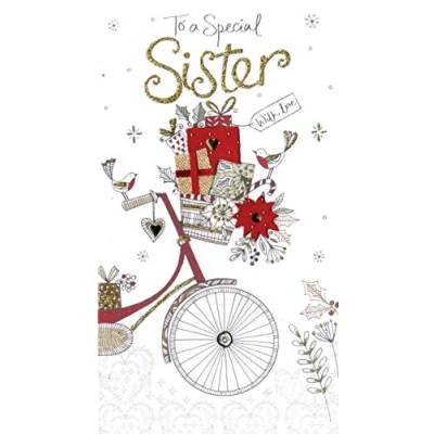 Image of Sister Embellished Christmas Card Hand Finished Champagne Range Cards