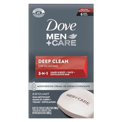 Image of Dove Men+Care Body and Face Bar, Deep Clean 4 oz, 6 Bars