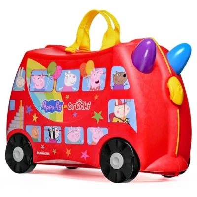 Image of Trunki x Peppa Pig Ride on Kids Suitcase Carry Approved Luggage, 18L Travel Bag, Suitcases Wheels for Girls and Boys, Lightweight Cabin Hand Luggage with Tow Strap