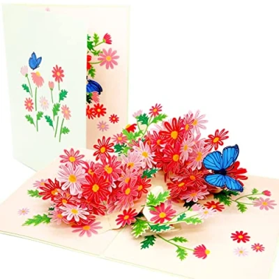 Image of PopLife Colorful Marguerite Daisy Flowers 3D Pop Up Card Mother&#039;s Day, Birthday Card, Anniversary, Thank You, Congratulations, Valentine&#039;s For Mom, Daughter, Wife, Grandma, Step Girlfriend