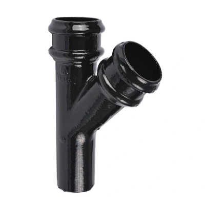 Image of Saint Gobain Classical Plus Cast Iron Downpipe 135dg Branch 65mm Black Pam Building Products