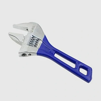 Image of Vogueing Tool Adjustable Spanner 4&quot; 115MM Lightweight Wrench Compact Soft Grip Wide Jaw Hand Blue Short (Jaw Width Capacity:24MM)