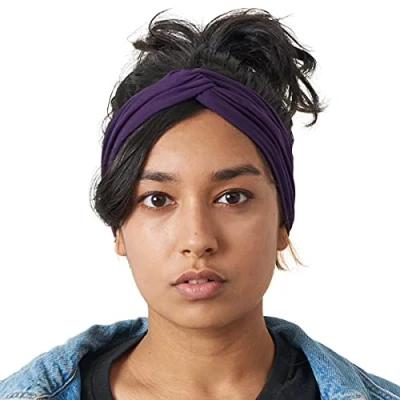 Image of Multiuse Headband Hair Wrap for Women &amp; Men, Casual Headwear Wide Gym Purple