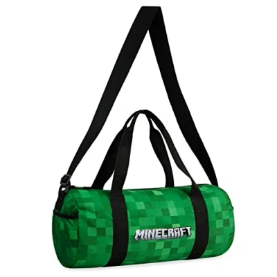 Image of Minecraft Gym Bag for Kids Travel Overnight Sports Duffle Boys Adjustable Strap Green Kit Large Holdall 41 x 19cm Gamer Hand Luggage