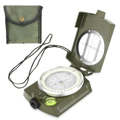 Image of Compass Military Army Waterproof Shockproof with Carrying Bag, Used for Navigation, Aiming, Hunting, Hiking, Camping, Outdoor, Distance Calculation, Mountain Climbing