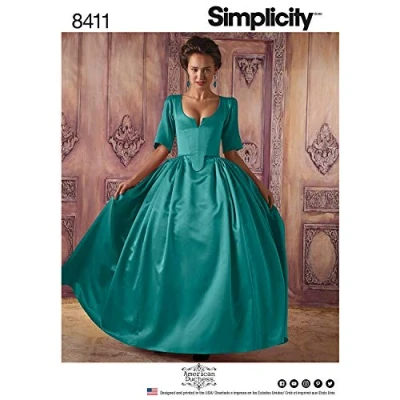 Image of Simplicity Pattern 8411 Women’s 18th Century Costume, Paper, White, 22.01 x 15.01 1.01 cm
