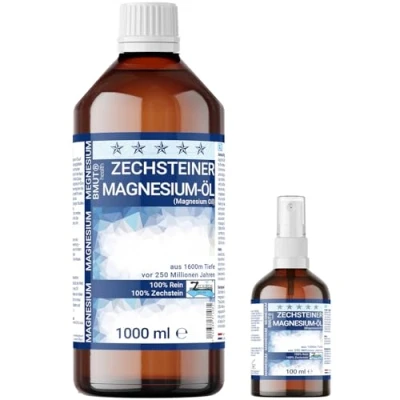Image of 1000 ml Magnesium Oil + 100 Spray Premium Set 100% Zechstein For Skin Massage Sports &amp; Muscle Relaxation Bottle