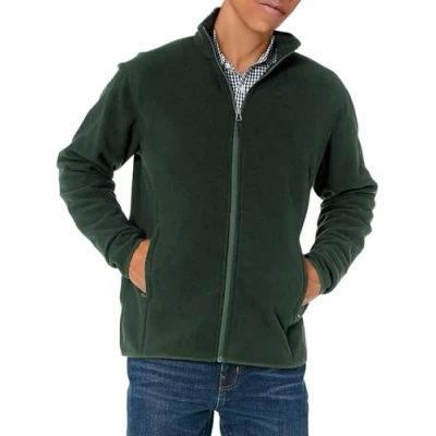 Image of Amazon Essentials Men&#039;s Full Zip Fleece Jacket (Available in Big &amp; Tall), Forest Green, S