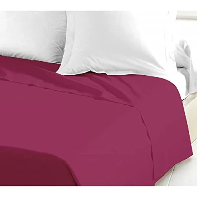 Image of Home Linge Passion Flat Sheet 1 Piece 100% Cotton 57 Thread Count Single Person 180 x 290 cm Fuchsia Baikal