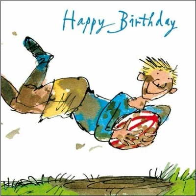 Image of Greeting card Male birthday Try scorer by Quentin Blake