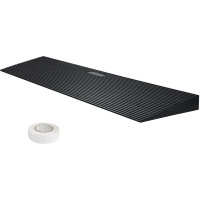 Image of VEVOR 1.6&quot; Rise Cuttable Threshold Ramp for Sweeping Robot, 35.4&quot; Wide Natural Rubber Wheelchair Ramp, Non Slip Solid with Double Sided Tape Doorways, Driveways, Bathroom, Smooth Tile