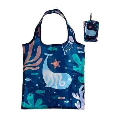 Image of Puckator Foldable Reusable Shopping Bag Eco Sealife Design Folding Bags Tote Foldaway Fold Up in Pouch Family Beach