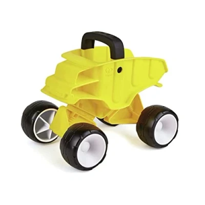 Image of Hape Dump Truck Beach for Kids Push &amp; Pull Sand Toy Toddlers 12 Months and Up Yellow