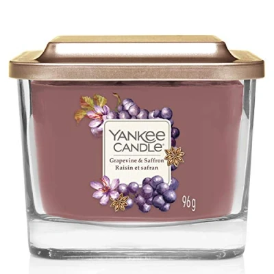 Image of Yankee Candle Wick Square Scented Candle, Wax, Grapevine &amp; Saffron, Small