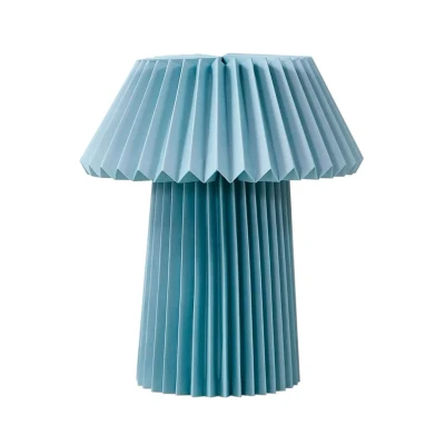 Image of Lindby table lamp Magali, light blue, paper, Ø 34 cm, E14