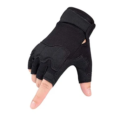Image of YouLpoet Half Finger Gloves Men Women Non Slip Fingerless for Outdoor Sports Cycling Motorcycle Hiking Climbing Camping ,Black,M…