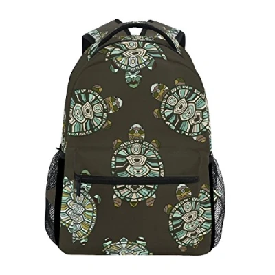Image of Jeansame Backpack School Bag Laptop Travel Bags for Kids Boys Girls Women Men Vintage Tortoise Turtle Ocean Sea
