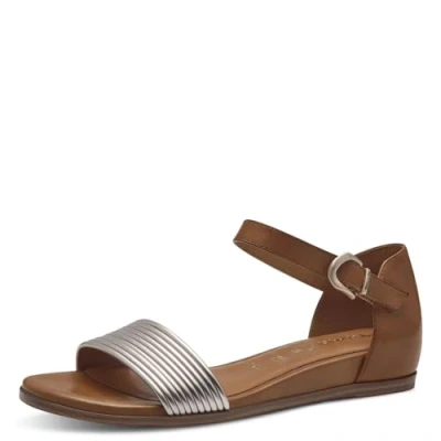 Image of Tamaris Women&#039; 1 28110 42 Flat Sandal, Cognac Comb, 4 UK