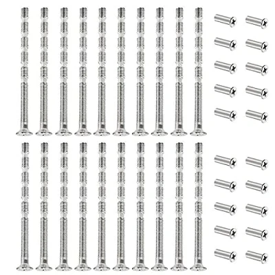 Image of ZHIQIN 20 Piece M4 Door Handle Screw Connecting Bolts &amp; Sleeves for Roses Knobs Lock and Escutcheons,Nickel Color