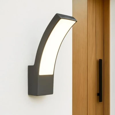 Image of CGC Lighting Outdoor Outside Wall Light, 4000k Built in LED, Mains Powered, Aluminium, Garden Porch, Modern (Grey)