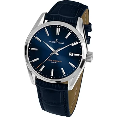 Image of JACQUES LEMANS Men Analog Quartz Watch with Leather Strap 1 1859C