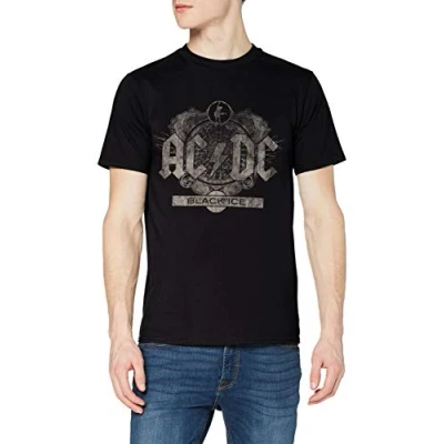 Image of Paradiso Clothing AC DC ICE Contrast Print Tshirt, Size: Small, Black