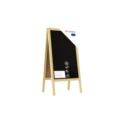 Image of ALLboards Pavement Sign with Natural Wooden Frame 100x60cm, Sidewalk Advertising Board Chalkboard A Chain Double Sides for Shop Pub Restaurant