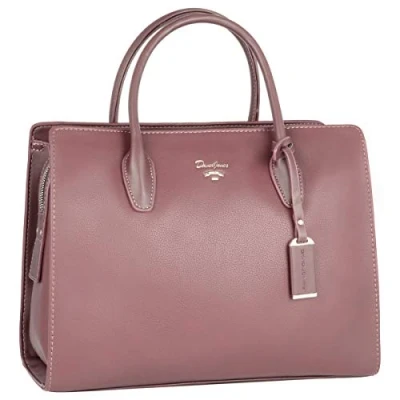 Image of David Jones Women&#039;s Large Handbag Top Handle Bag PU Leather Ladies Tote Shopper Shoulder Crossbody Multiple Pocket Compartment Satchel Work Business Office Fashion Elegant Pink