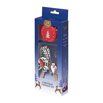 Image of Tala Christmas Cupcake Topper Set, Includes 24 Cases and Toppers, Festive Designs