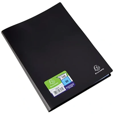 Image of Exacompta Ref 8581E Soft PP Display Book Suitable for A4 Documents, Made from Polypropylene, Lightweight, 80 Pockets, 160 Viewing Pages Black Cover