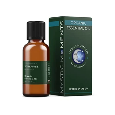 Image of Mystic Moments Organic Star Anise Essential Oil 30ml Pure &amp; Natural for Diffusers, Aromatherapy Massage Blends Vegan GMO Free