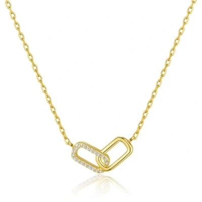 Image of Philip Jones Gold Plated Paperclip Link Necklace Created with Zircondia® Crystals