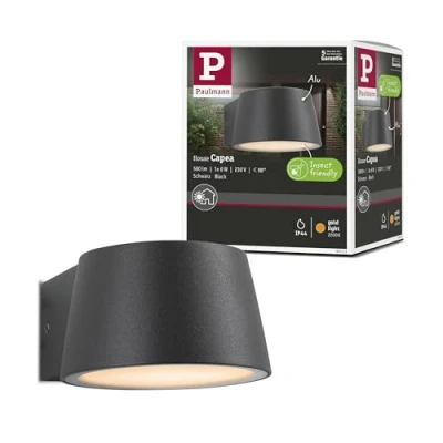 Image of Paulmann 94713 LED wall luminaire Capea insect friendly IP44 96x128mm 2200K 6W 550lm 230V 98 black aluminium gold light lamp