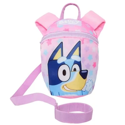 Image of Girls Bluey Backpack with Reins Toddlers Detachable Safety Harness Nursery Bag Infants Mini Rucksack