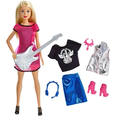 Image of Barbie GDJ34 Musician, Blonde Doll with Guitar and Accessories, Toy for Kids 3+ Years Old, multi coloured, Piccolo