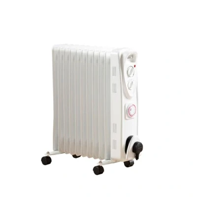 Image of Daewoo Oil Filled Heater, 2500W, 11 Fins, With Timer, Safety Features, Variable Thermostat, 3 Heat Settings, Ideal For Large Sized Rooms, Portable, Cable Storage, White