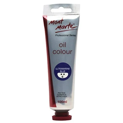Image of MONT MARTE Premium Oil Paint, 100ml (3.4oz), Ultramarine Blue, Good Coverage, Excellent Tinting Strength