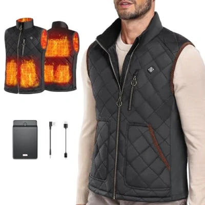 Image of Vofuoti Heated Gilet for Men Women, 3 Heating Settings, Electric Vest with USB Thermal Body Warmer, 10000mah Power Bank, Winter Outdoor Clothing, Gift, XL