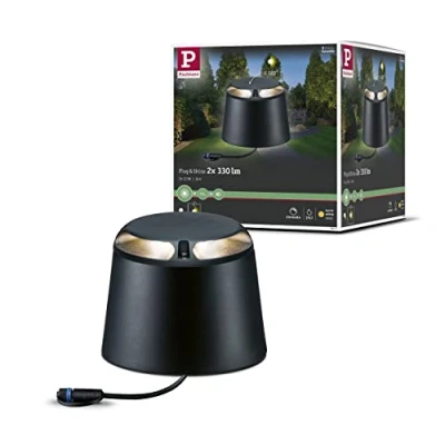 Image of Paulmann 93917 Outdoor Plug &amp; Shine Ground Surface Mounted luminaire IP67 2x350lm 3000K 2x3W 24V 180 Anthracite alu, Aluminium, 6 W
