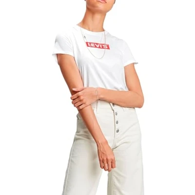 Image of Levi&#039;s Women&#039;s The Perfect Tee Box Tab Logo T Shirt, White+, S
