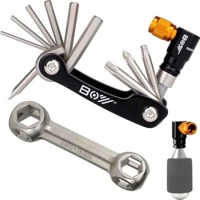 Image of MatyKit Bike Tools, Bicycle Multitool Has Co2 Inflator Tool and All Iron Bone Wrench Kit, Mountain Accessories Tool, Repair Kit Set for Portable Travel Emergency Safety Maintenance Fixie