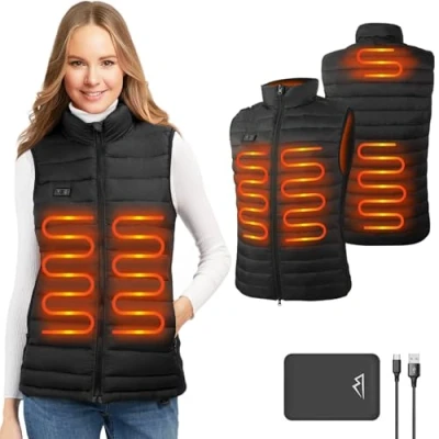 Image of seenlast Heated gilet for Women,Heated Vest with 10000mAh Battery Pack,Lightweight Thermal Body Warmer, Slim Fit Electric Rechargeable Jacket Camping, Motorcycle, Skiing, Hunting