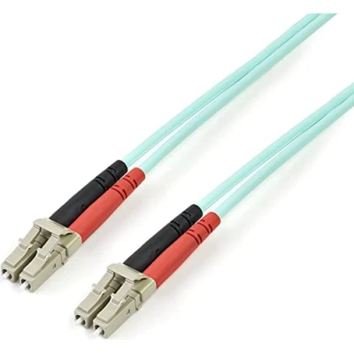 Image of StarTech.com 3m (10ft) LC/UPC to OM4 Multimode Fiber Optic Cable, 50/125µm LOMMF/VCSEL Zipcord Fiber, 100G Networks, Low Insertion Loss, LSZH Patch Cord (450FBLCLC3)