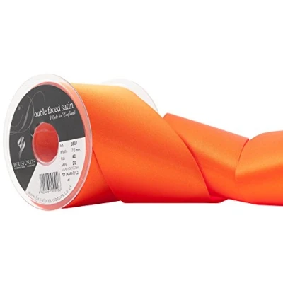 Image of Berisfords Double Faced Satin Ribbon, Orange Delight, 70 mm Width, 20 metre Length