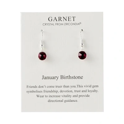 Image of Philip Jones January Birthstone Drop Earrings Created with Garnet Zircondia® Crystals