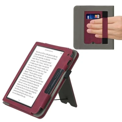 Image of kwmobile Case Compatible with Kobo Libra 2 Cover for eReader Magnetic Closure Dark Red